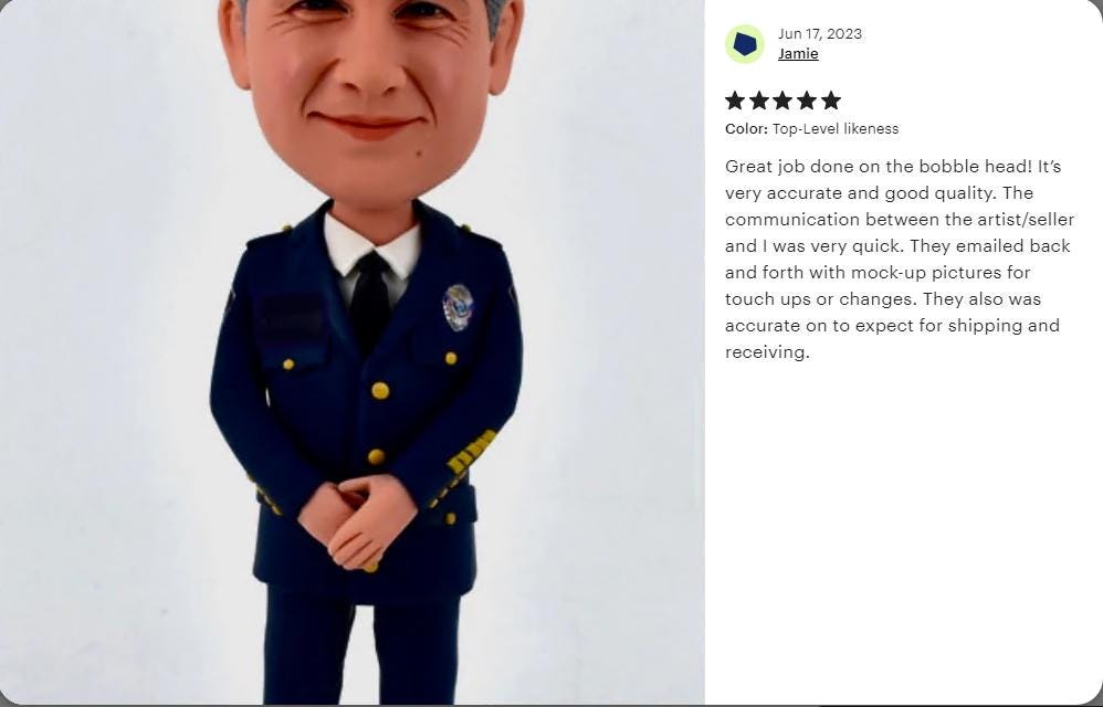 Custom Police Officer Bobblehead, Personalized Retirement Gift