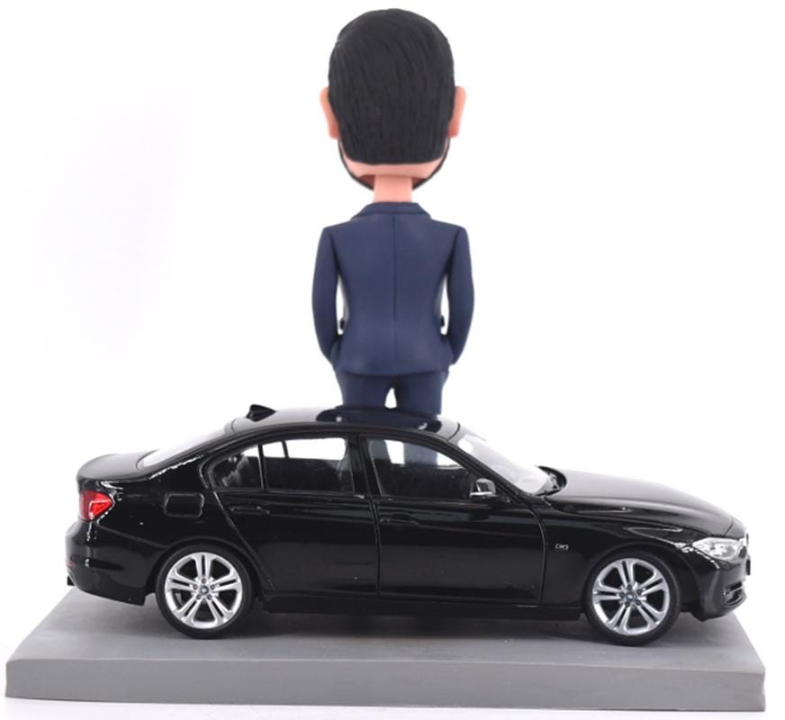 Office desk gift for boss Custom bobbleheads with car, Birthday gifts idea for children, coolest retirement/christmas gift ideas