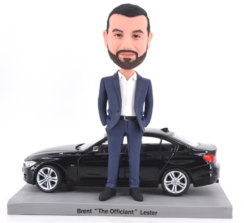 Office desk gift for boss Custom bobbleheads with car, Birthday gifts idea for children, coolest retirement/christmas gift ideas