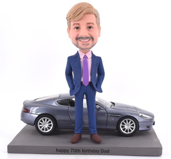 Custom Bobblehead with Sports Car, fun birthday gift for husband, Office desk decor, boss retirement gift