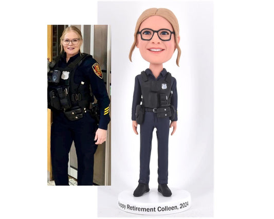 Policewoman Custom Bobblehead gift for female boss, Personalized gift for Police Officer, Office desk  gifts for her/Sheriff/Prosecutor