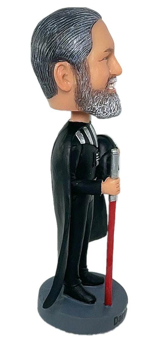 Darth lord Custom Bobbleheads, Personalized bobbleheads holding light saber, cool birthday gift idea, Unique gift for boss/husband/kidds