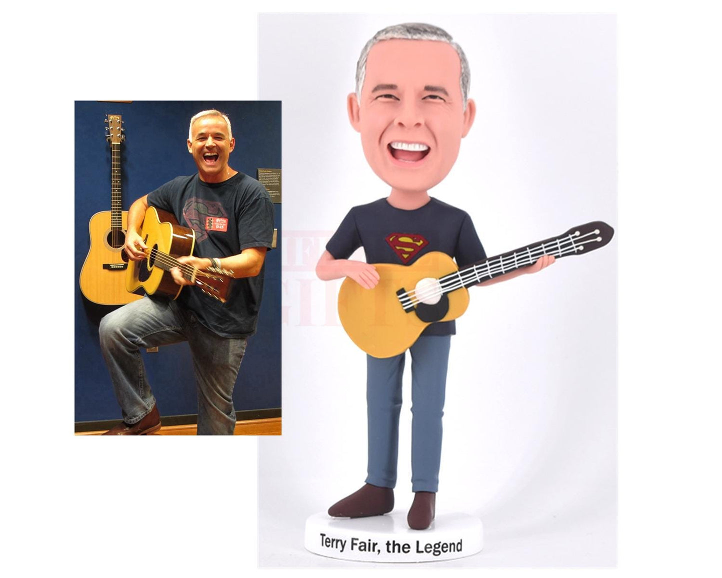 Custom bobbleheads guitar player, birthday gift for husband/kidds, fun retirement gift for boss, cool gifts for guitar lover/band/friends