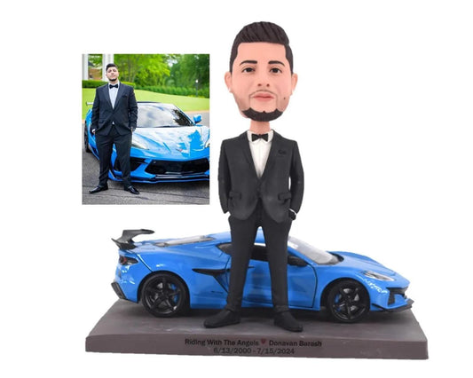 Custom bobblehead with dream car, Custom gift idea for best friend, retirement gift for boss, cool gifts idea for husband/boss/father/him