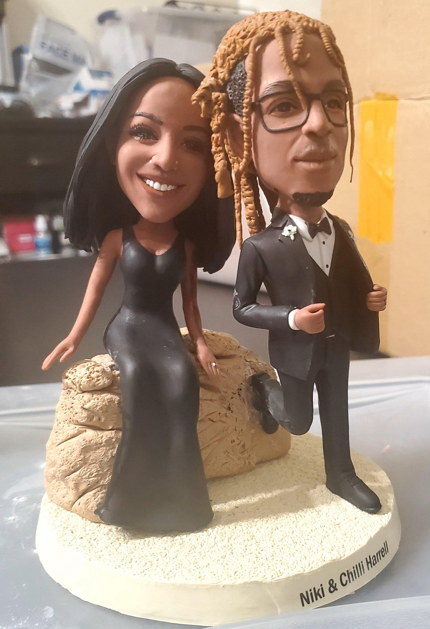Custom Wedding Cake Toppers: Handmade Couple Bobblehead Gift