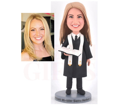 Wedding officiant Custom Bobbleheads, thank-you gift for wedding officiant, personalized gifts for reverend, custom bobblehead for pastor