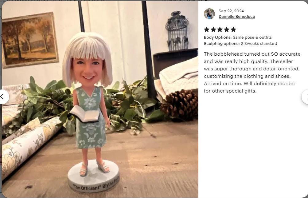Gift for teacher Custom bobblehead, wedding officiant gift idea, gift for female boss with book in hand, Christmas gift for mother/wife/boss