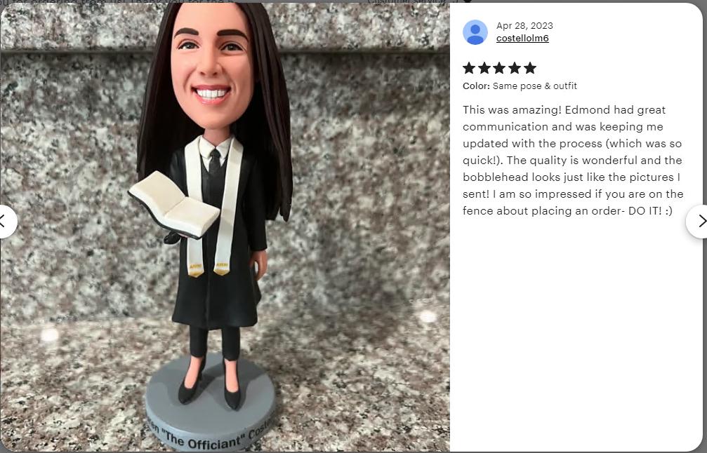 Gift for teacher Custom bobblehead, wedding officiant gift idea, gift for female boss with book in hand, Christmas gift for mother/wife/boss