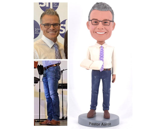 Custom pastor bobblehead, wedding officiant gift idea, Christmas gift for husband, birthday gift for teacher, cool retirement gift for boss
