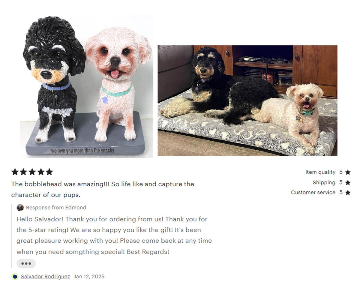 Custom Pet Bobblehead, 3D Handmade Dog figurine Memorial Statue, Office Decor