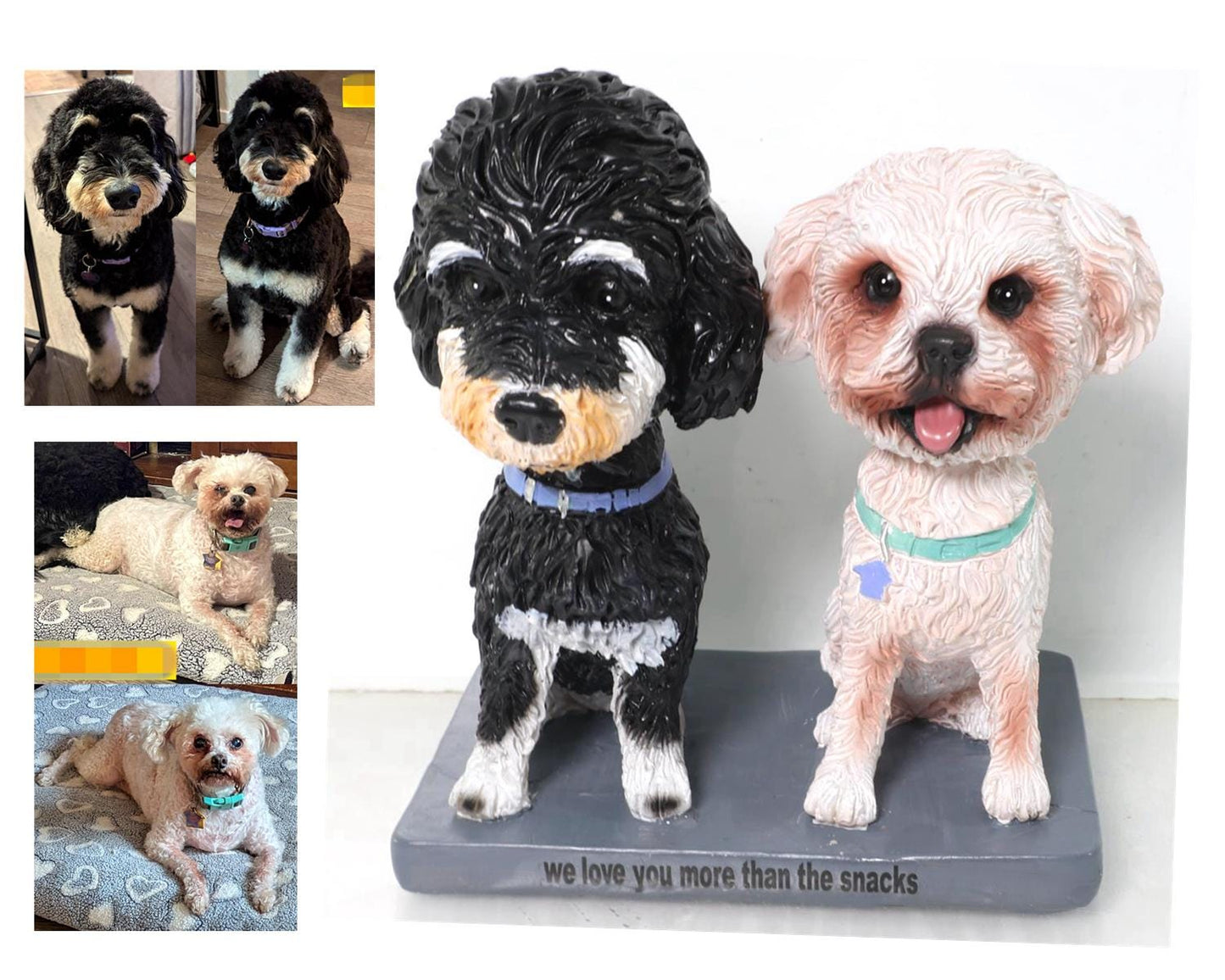 Custom bobblehead for dogs, 2 dogs on 1 base, dashboard nodding dogs, fun gifts for pet family, unique custom gifts for pet owners