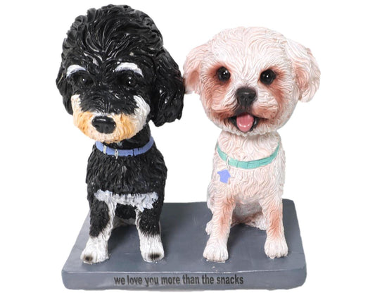 Custom bobblehead for dogs, 2 dogs on 1 base, dashboard nodding dogs, fun gifts for pet family, unique custom gifts for pet owners