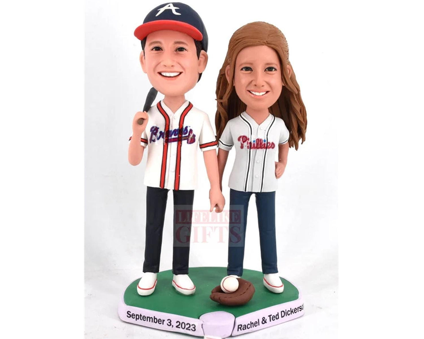 Custom Wedding Cake Toppers: Baseball Couple Bobbleheads
