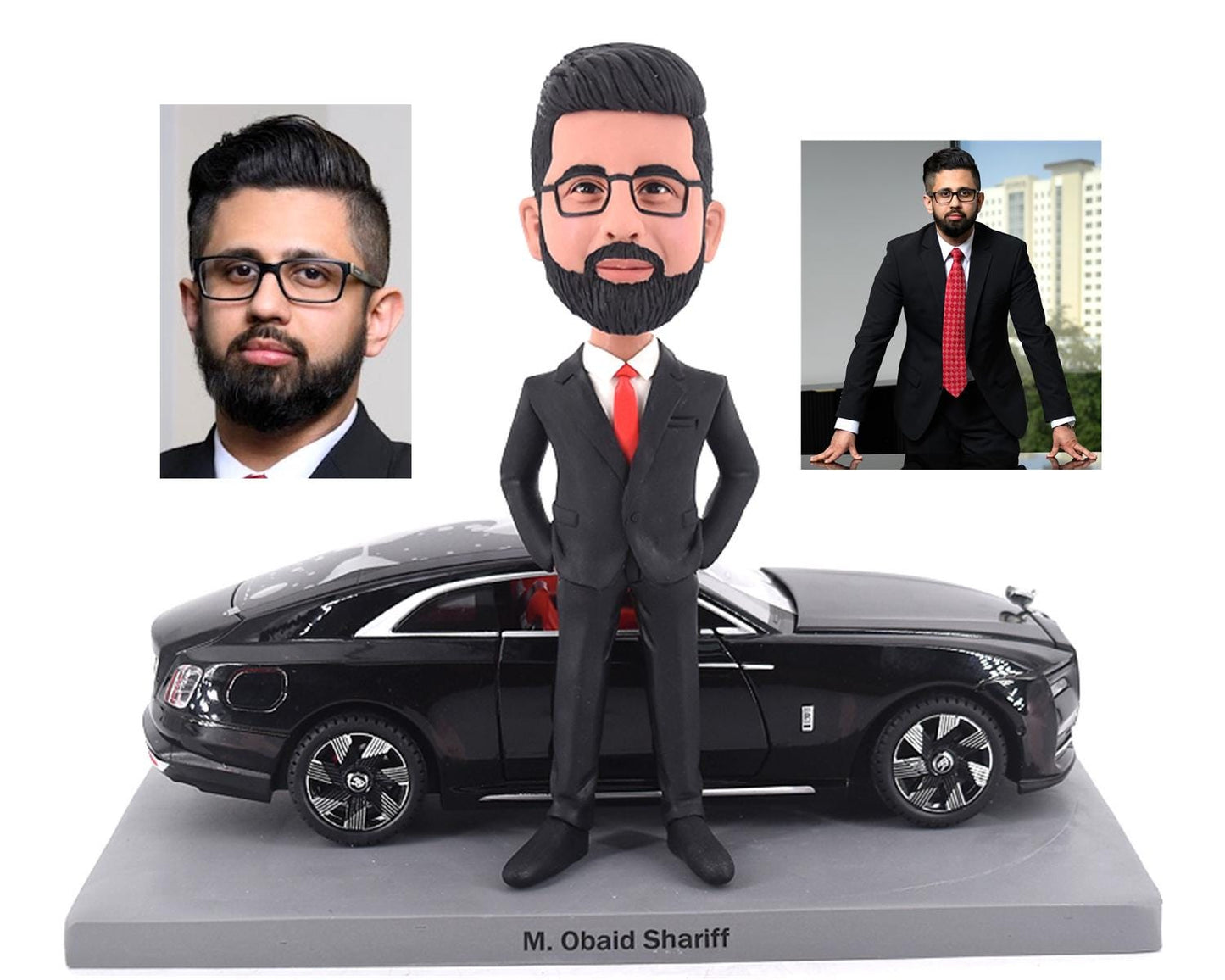 Custom bobblehead CEO with luxury car, personalized bobblehead gift for boss, Fun gift ideas for office coworker/partner, gift for car fans