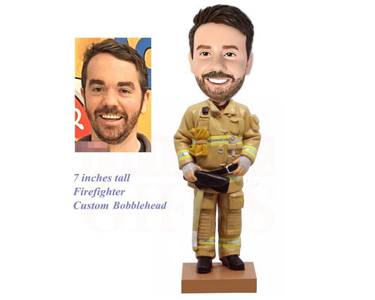 Firefighter custom Bobblehead, thank-you gift for firefighters, personalized Firehouse Decor, fun retirement gifts for firefigther captain