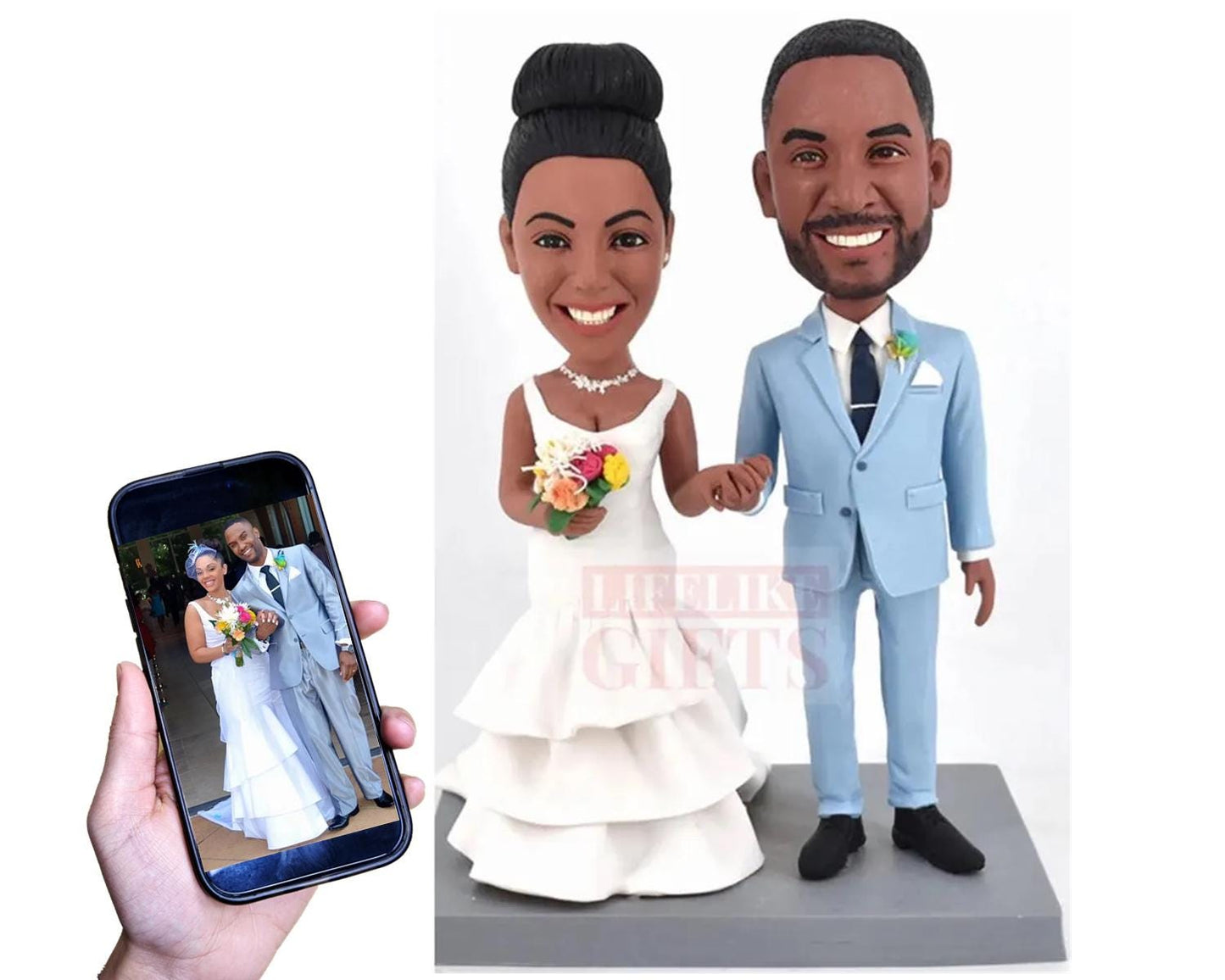 Wedding cake topper custom bobblehead, unique custom wedding bobblehead Cake Topper, Personalized Bride & Groom Figurines
