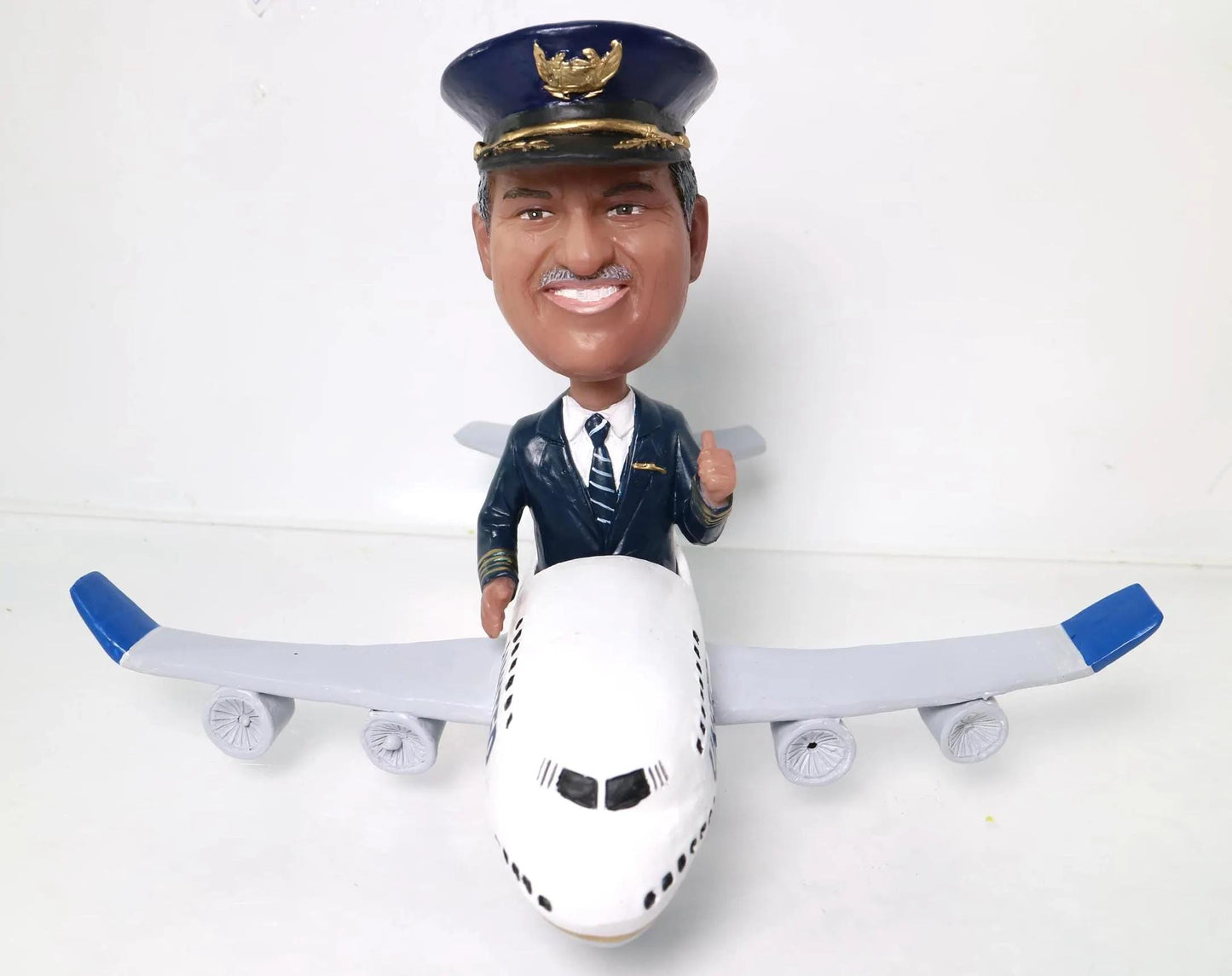 Custom Pilot Bobblehead | Personalized Airplane Captain Figure | Boeing 747 Aviator Gift | Retirement or Birthday Gift for Pilots