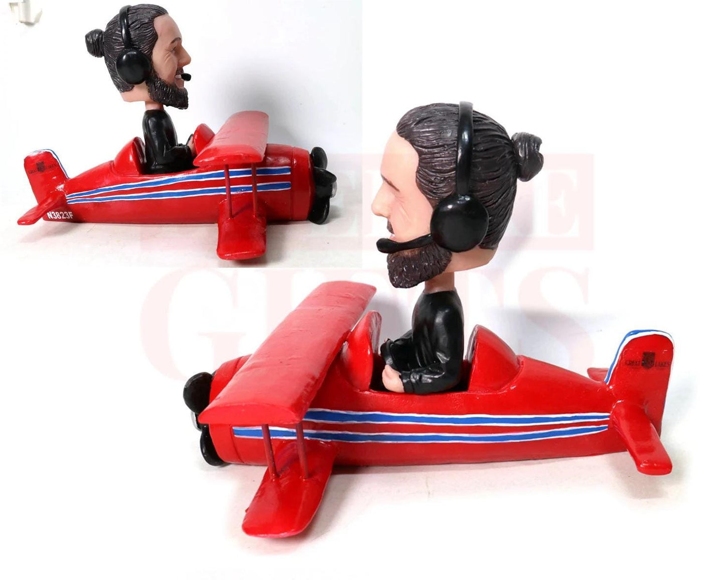 Custom Pilot Bobblehead | Double Wing Plane Figurine | Personalized Aviation Gift | Perfect for Birthday or Retirement Gift for Pilots