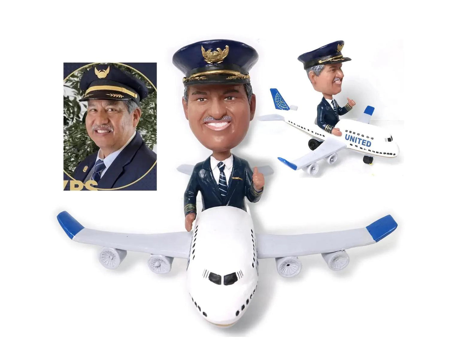 Custom pilot bobblehead flying boeing 747, retirement gift for boss/husband, personalized pilot gift, birthday gift for airplane captain