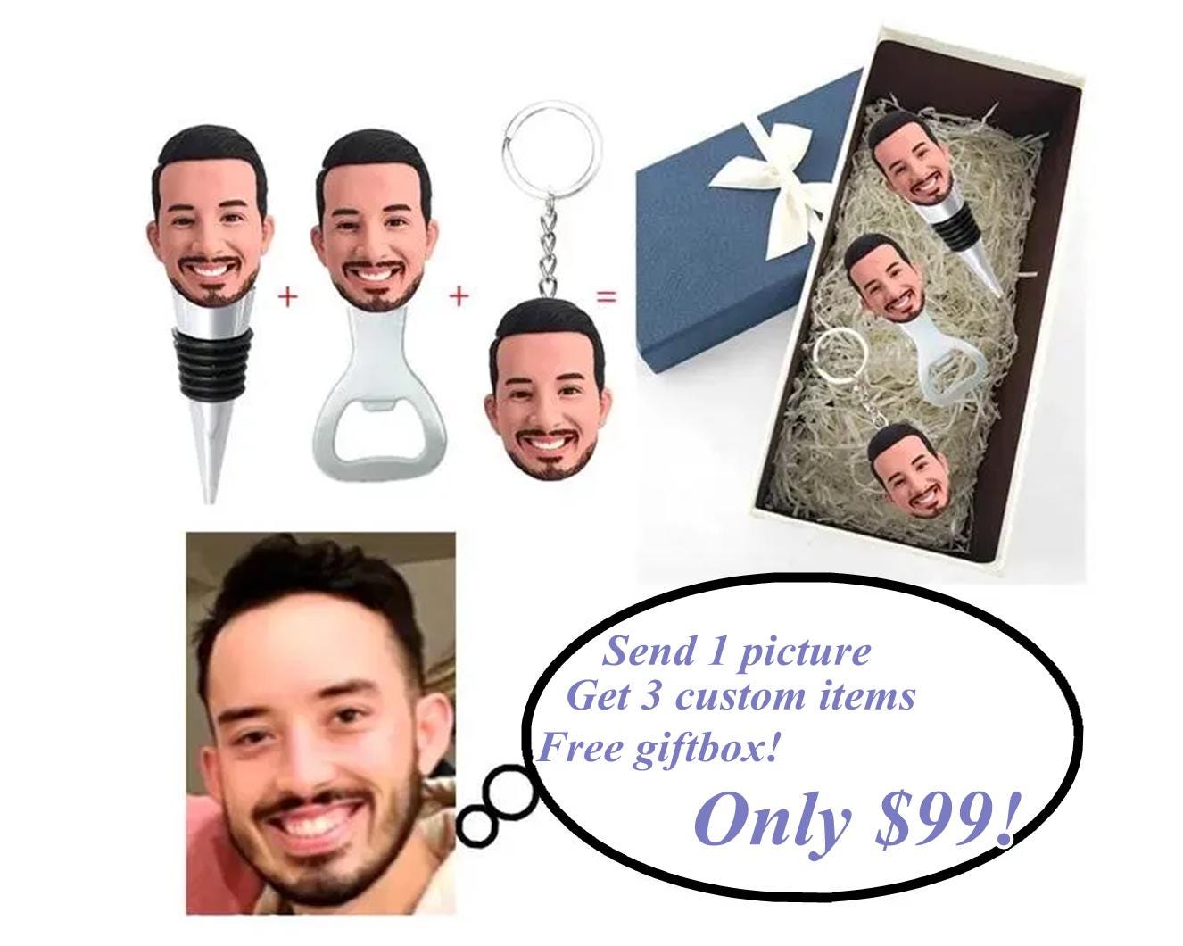 Gift box for single bobblehead or multipul custom wine stoppers/openers/keychains, giftbox for model cars, boat, plane or any gifts occation
