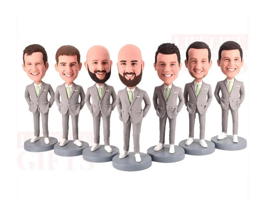 Groomsmen proposal gifts, custom groomsmen bobbleheads, groosman figurine, personalized grooms men bobbleheads, will you be my groomsmen?