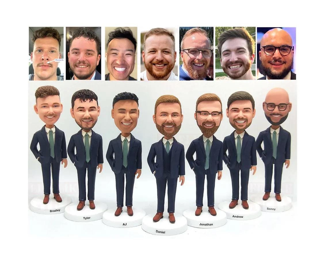 Groomsmen wedding gift Custom bobbleheads, handmade gift for groomsmen, wedding proposal gifts for grooms men, thank-you gifts for groomsman