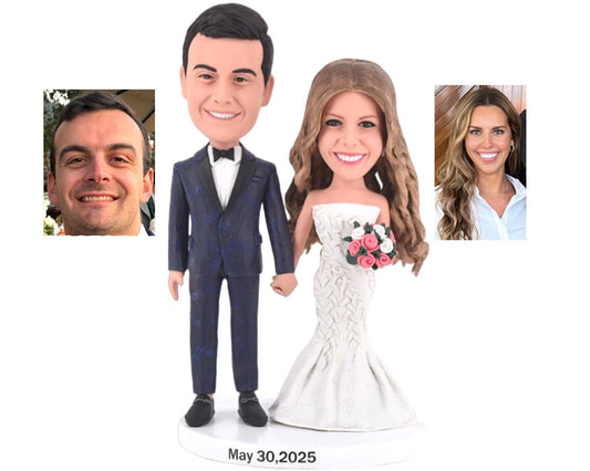 Custom Wedding Cake Toppers: Handmade Couple Bobblehead Gift
