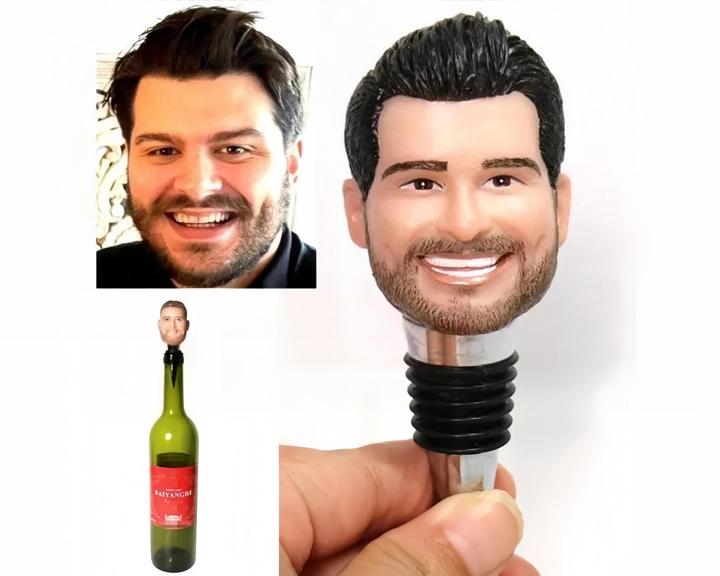 Custom Face Wine Stoppers, Personalized resin Bottle Stopper, Christmas gift wine accessories