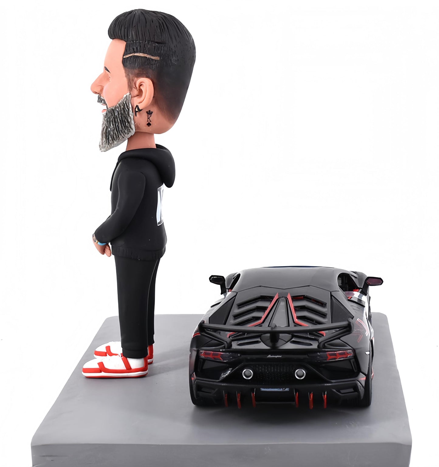 Custom Bobblehead with Sports Car, Personalized Figurine Gift