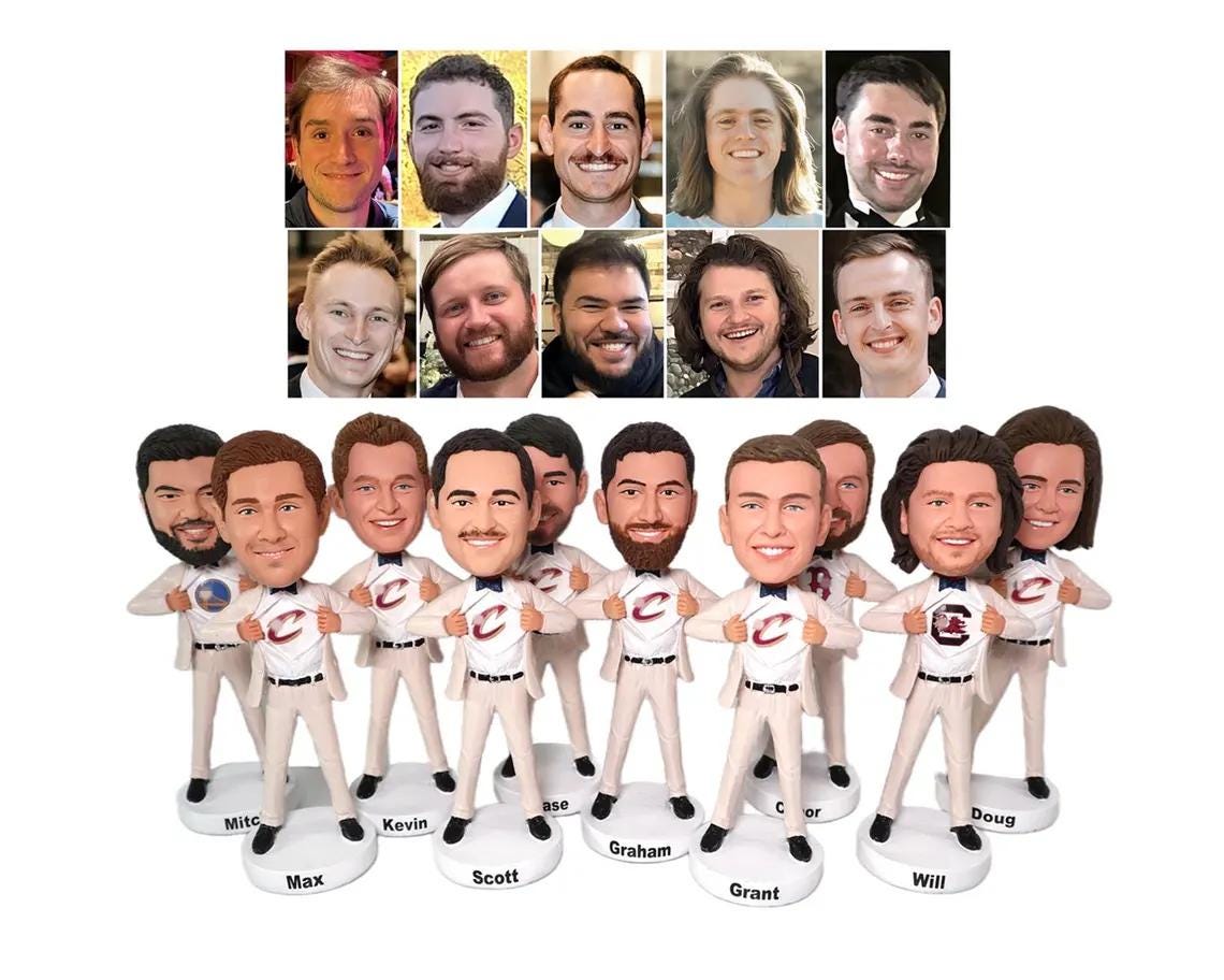 Custom Groomsmen Bobbleheads, Unique Wedding Party Gifts