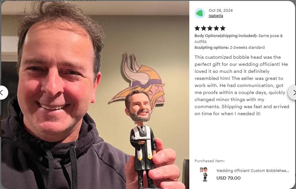Custom Wedding Officiant Bobblehead: Personalized Thank You Gift