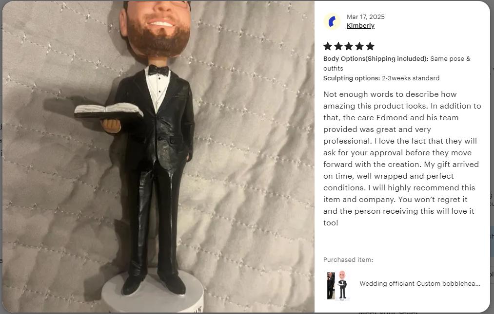 Custom Pastor Bobblehead: Unique Wedding Officiant Gift
