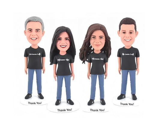 Custom office Bobbleheads, Personalized Team Gifts, company party gift with logos on