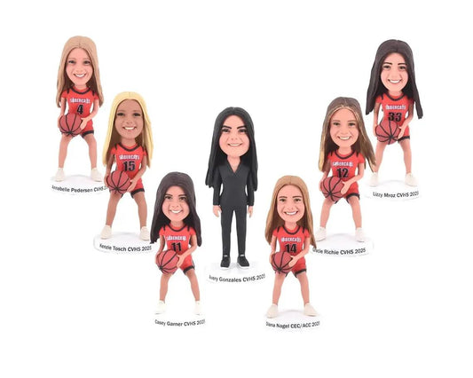 Handmade Basketball Team Bobbleheads, Custom Graduation Gift