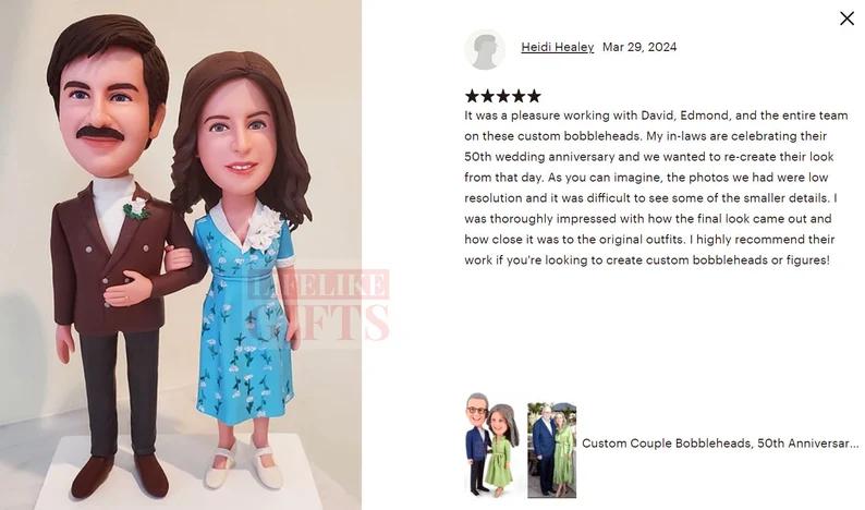 Couple bobbleheads, bring old picture come true, 30/50 anniversary gifts for couple/parents, fully customized couple figurines