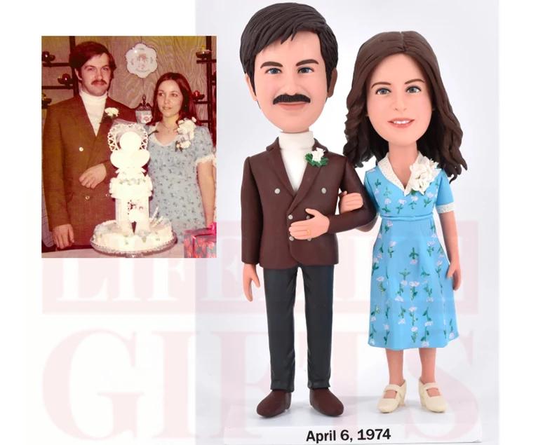 Couple bobbleheads, bring old picture come true, 30/50 anniversary gifts for couple/parents, fully customized couple figurines