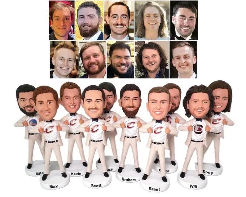 Custom Groomsmen Bobbleheads: Personalized Wedding Party Gifts for grooms men