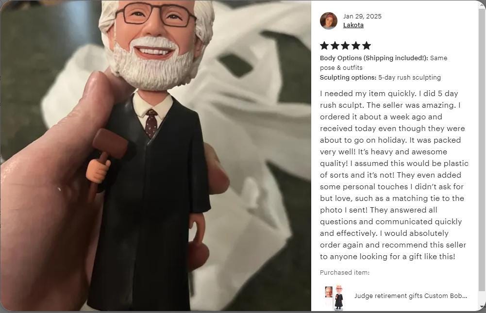 Custom Judge Bobbleheads, Personalized Magistrate Retirement Gift, promothion gift
