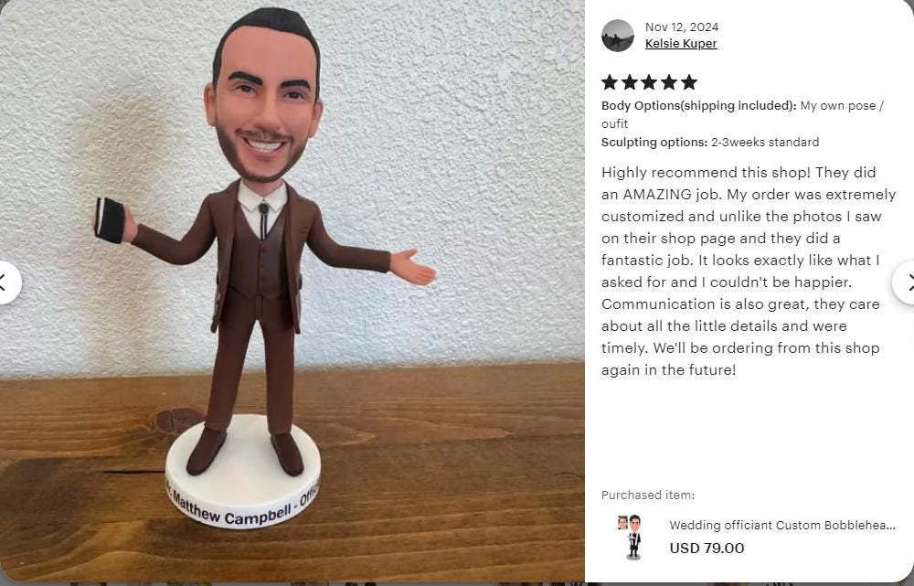 Custom Wedding Officiant Bobblehead: Personalized Thank You Gift