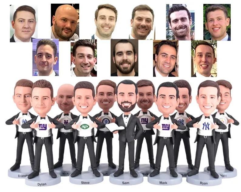 Custom Team Bobbleheads: Personalized Groomsmen, Graduation, Company Gifts