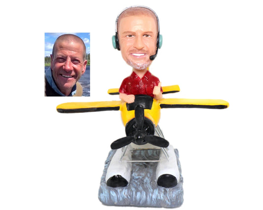 Custom Pilot Bobblehead with Airplane Model, Aviation Gift for pilot, best gift ideas for kids