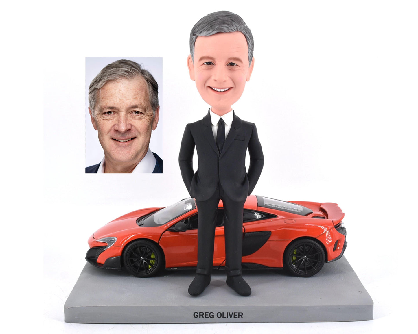 Custom Bobblehead with Hyper Car: Personalized Gift for boss