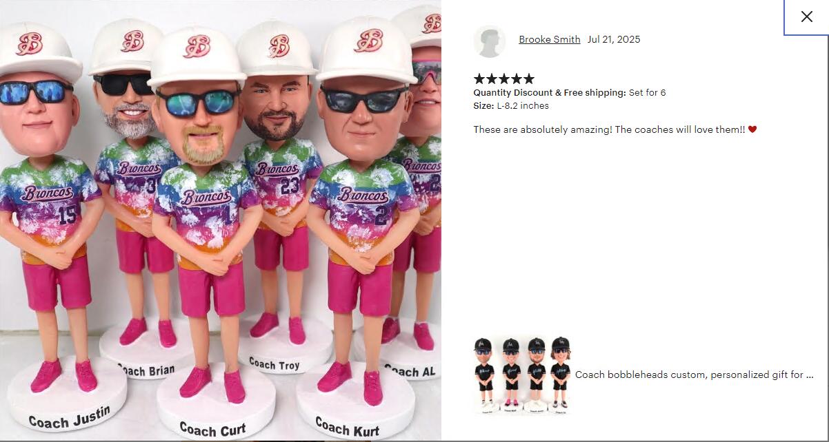 Personalized Coach Bobbleheads - Custom Baseball Team Gift