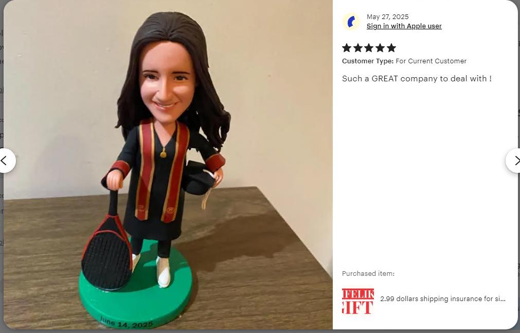 Custom Graduation Bobblehead: Personalized Senior Gift, Cap & Gown Figurine