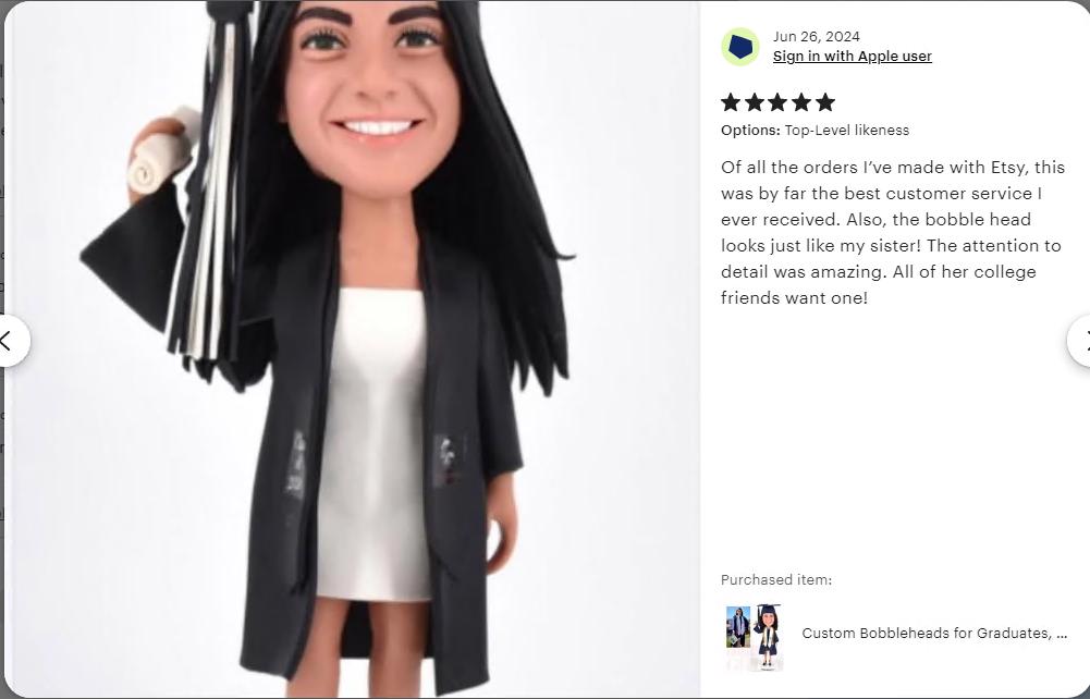 Custom Graduation Bobblehead: Personalized Senior Gift, Cap & Gown Figurine