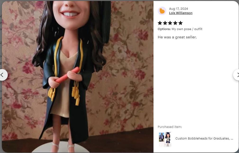 Custom Graduation Bobblehead: Personalized Senior Gift, Cap & Gown Figurine