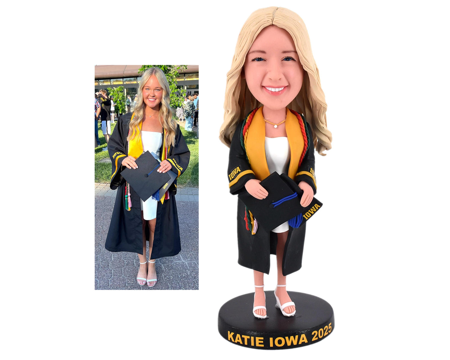 Custom Graduation Bobblehead: Personalized Senior Gift, Cap & Gown Figurine