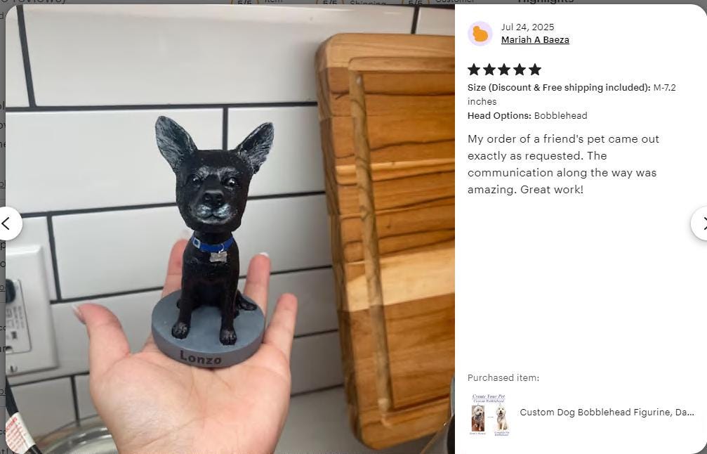 Custom Pet Bobblehead: Handmade Dog/Cat Memorial Keepsake