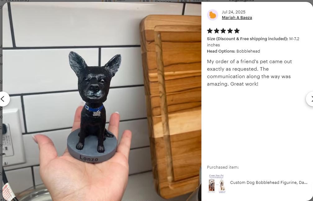 Custom Pet Bobblehead: Handmade Resin Dog/Cat Figurine