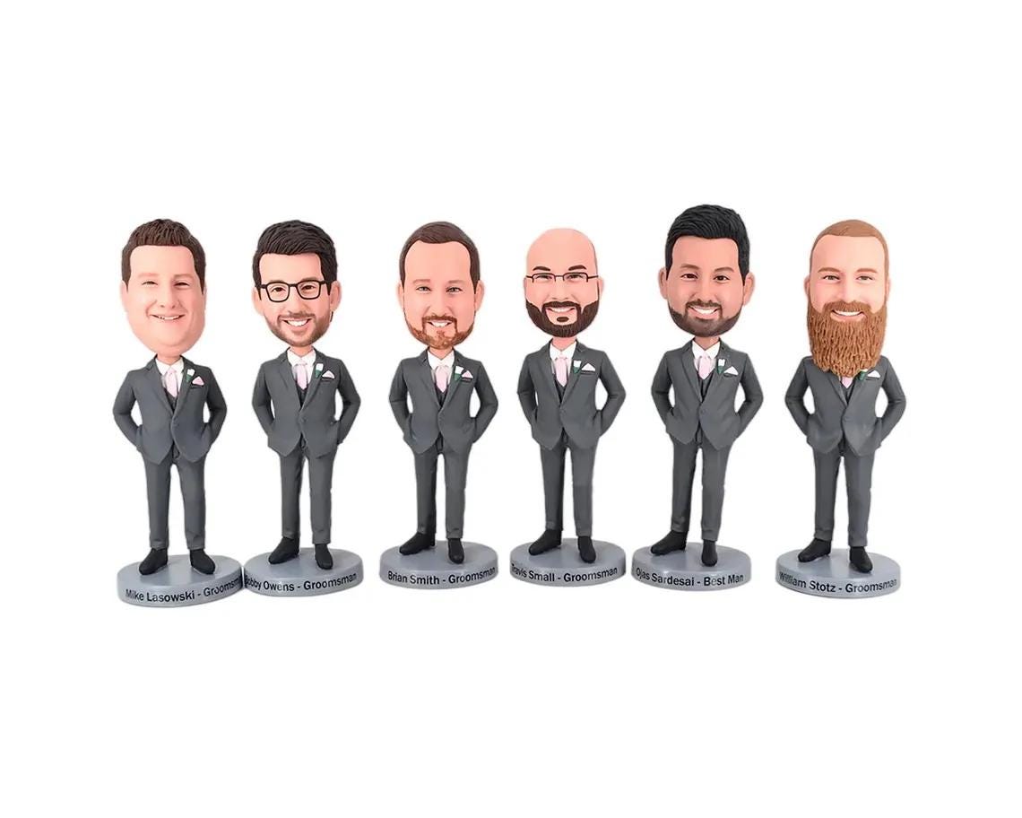 Custom Groomsmen Bobbleheads: Personalized Wedding Party Gifts
